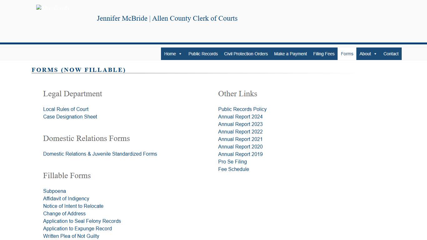 Forms (Now Fillable) – Allen County Clerk of Courts